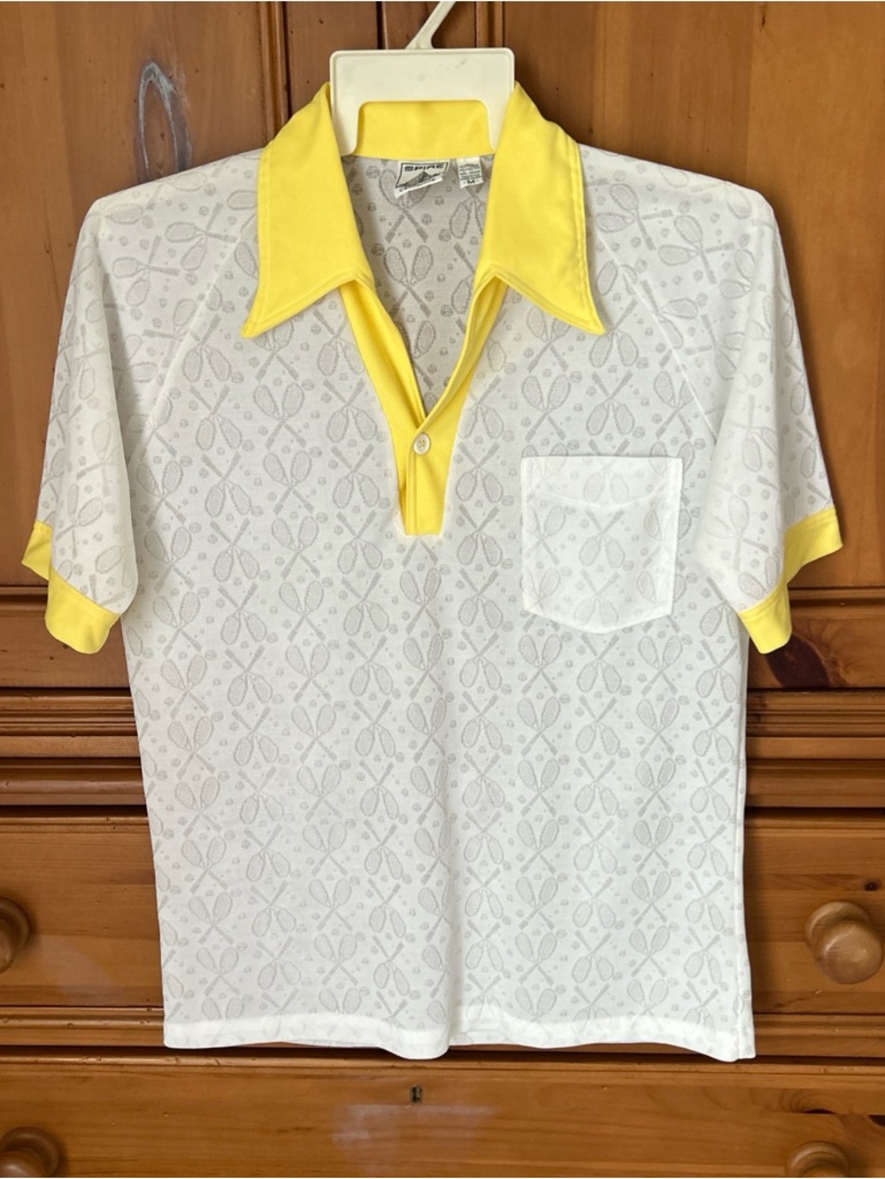 Vintage 70’s Spire California White Tennis Racket Country Club Polo Retro Sz M
